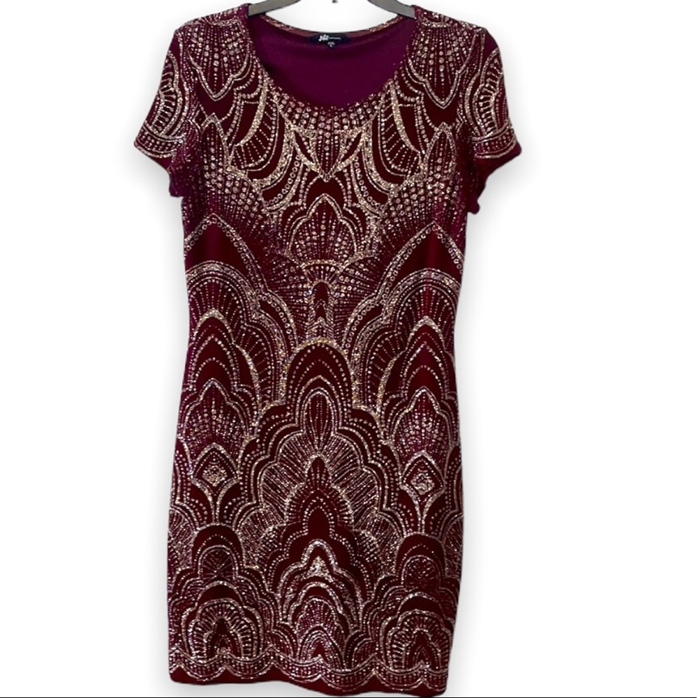 Jump Dress - Maroon/Burgundy with Gold Sparkles